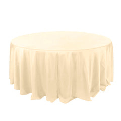 Polyester 132" Round Tablecloth Beige - Seamless Chic Table Cover