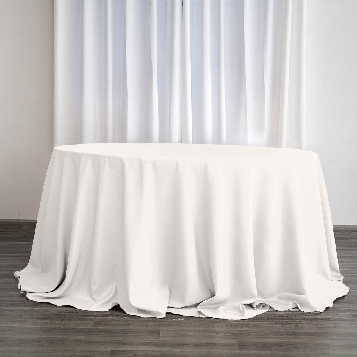Polyester 132" Round Tablecloth Ivory - Seamless Chic Design Table Cover