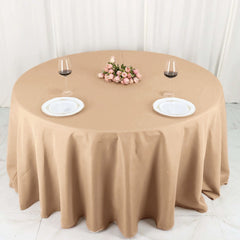 Polyester 132" Round Tablecloth Nude - Seamless Chic Table Cover