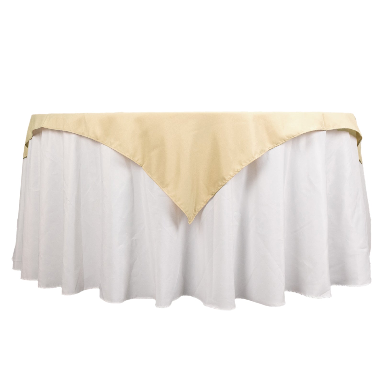 Premium Polyester 54"x54" Table Overlay Square Tablecloth Beige - Stain and Wrinkle-Resistant 220GSM Table Topper