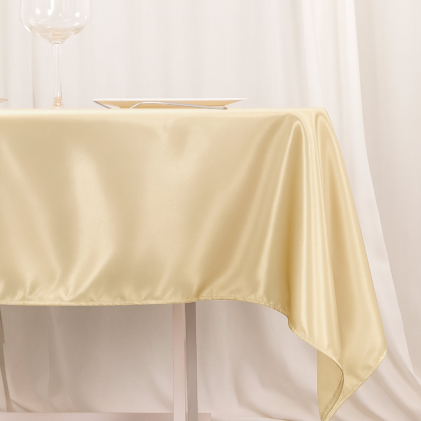 Premium Polyester 54"x54" Square Tablecloth Beige - Stain and Wrinkle-Resistant 220GSM Table Cover