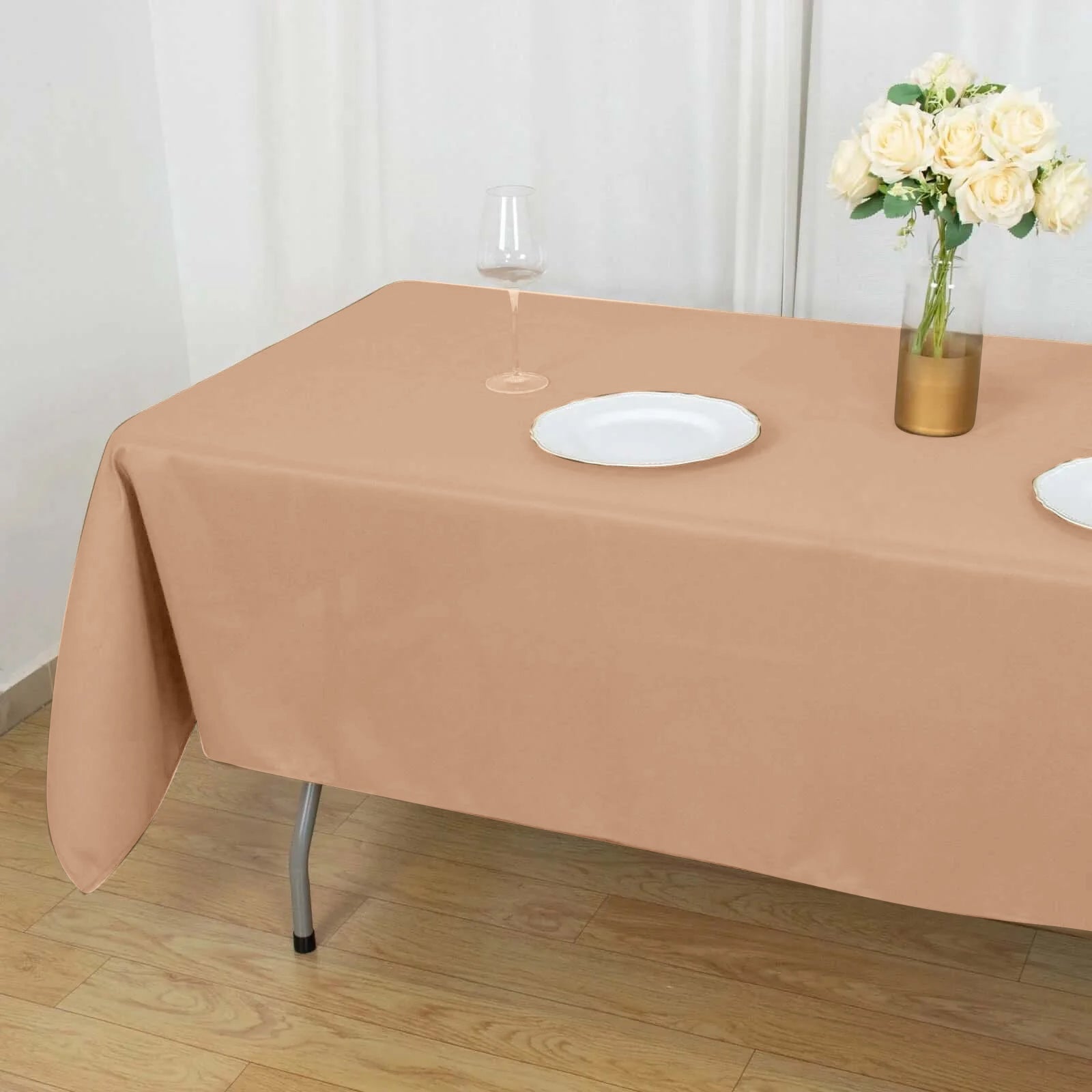 Polyester 60"x102" Rectangle Tablecloth Nude - Durable and Stylish Table Cover