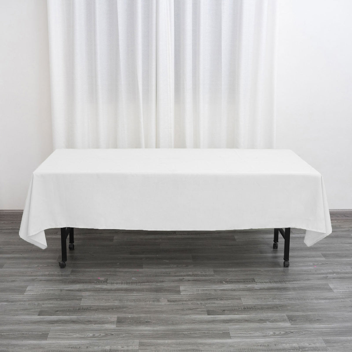 Polyester 60"x102" Rectangle Tablecloth White - Durable and Stylish Table Cover for Special Events