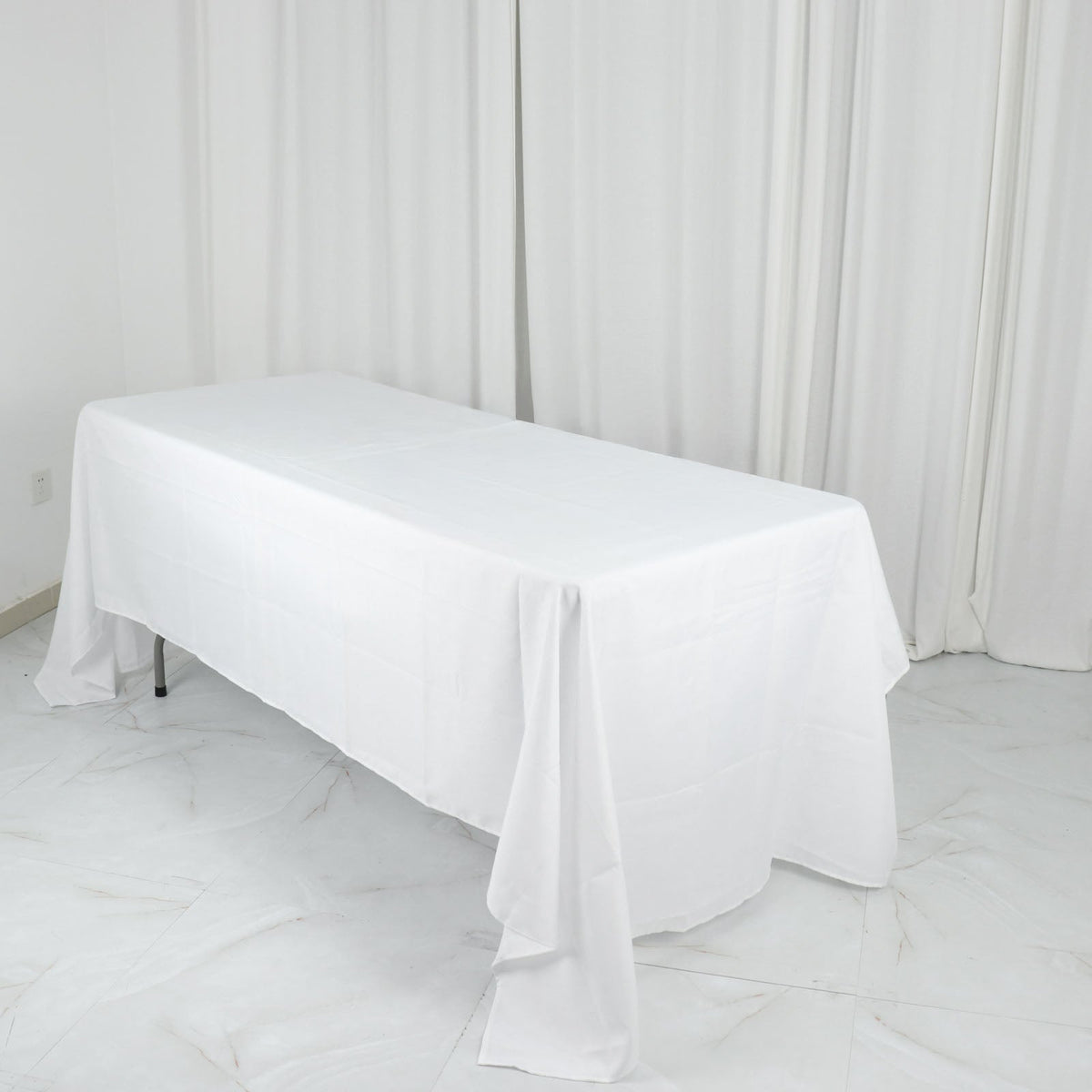 Polyester 60"x126" Rectangle Tablecloth White - Wrinkle-Resistant Table Cover for Weddings & Parties
