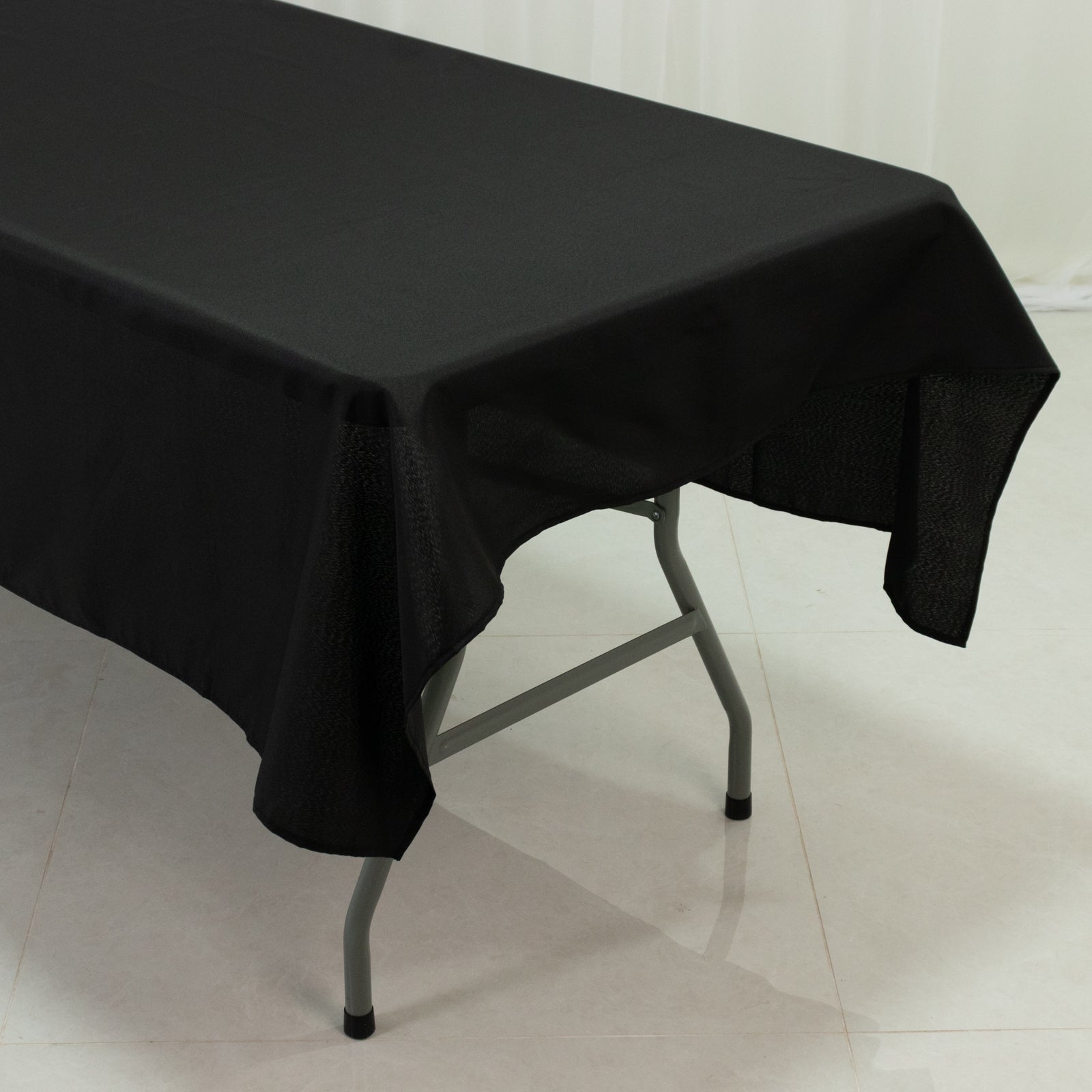 Polyester Tablecloth 60"×84" Black – Rectangle, Washable & Wrinkle-Resistant, Perfect for Parties