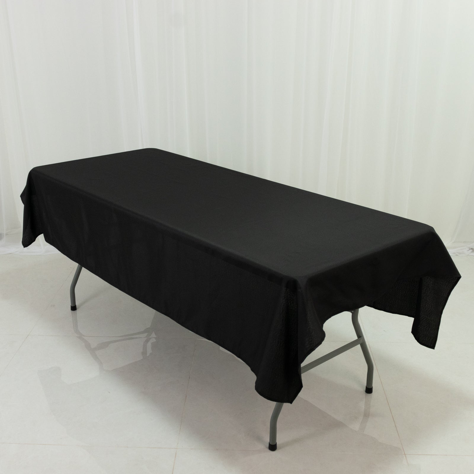 Polyester Tablecloth 60"×84" Black – Rectangle, Washable & Wrinkle-Resistant, Perfect for Parties