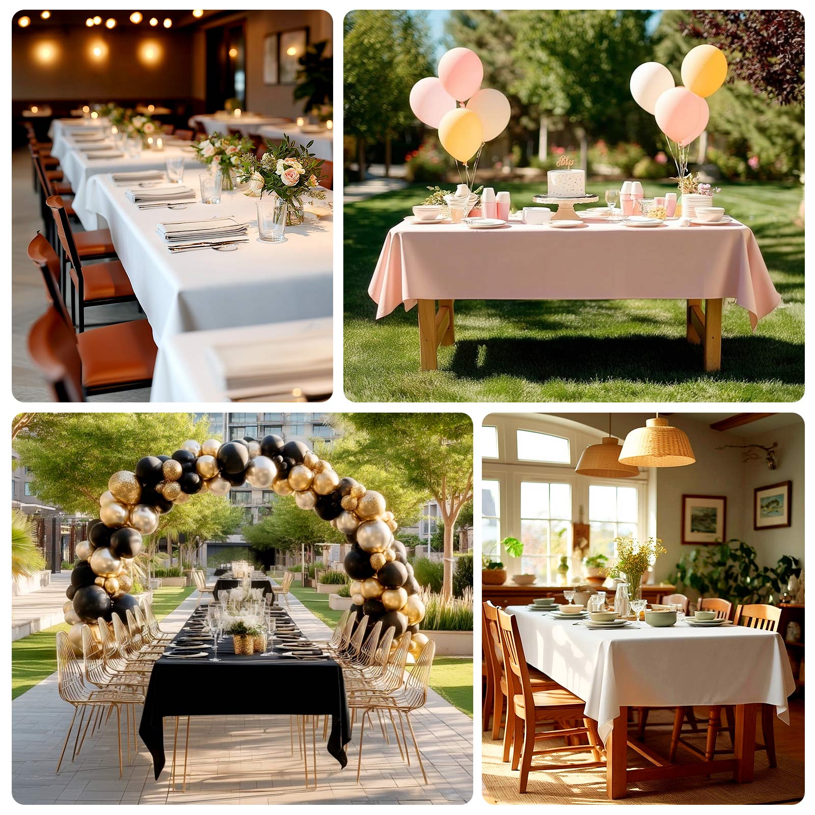 Polyester Tablecloth 60"×84" Black – Rectangle, Washable & Wrinkle-Resistant, Perfect for Parties