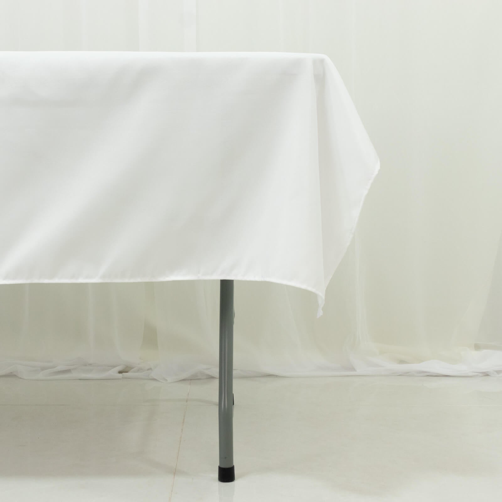Polyester Tablecloth 60"×84" White – Rectangle, Washable & Wrinkle-Resistant, Perfect for Parties