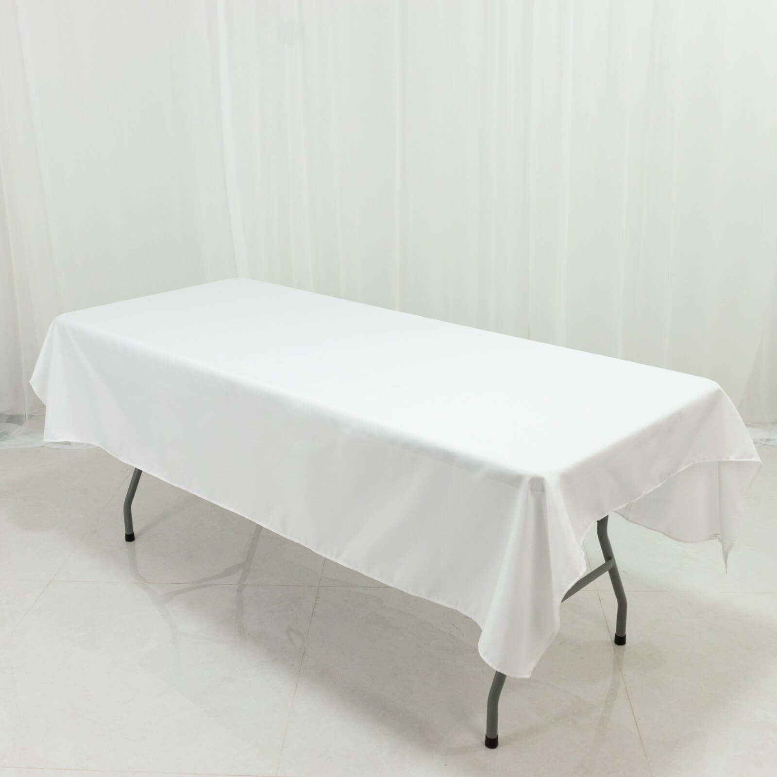 Polyester Tablecloth 60"×84" White – Rectangle, Washable & Wrinkle-Resistant, Perfect for Parties