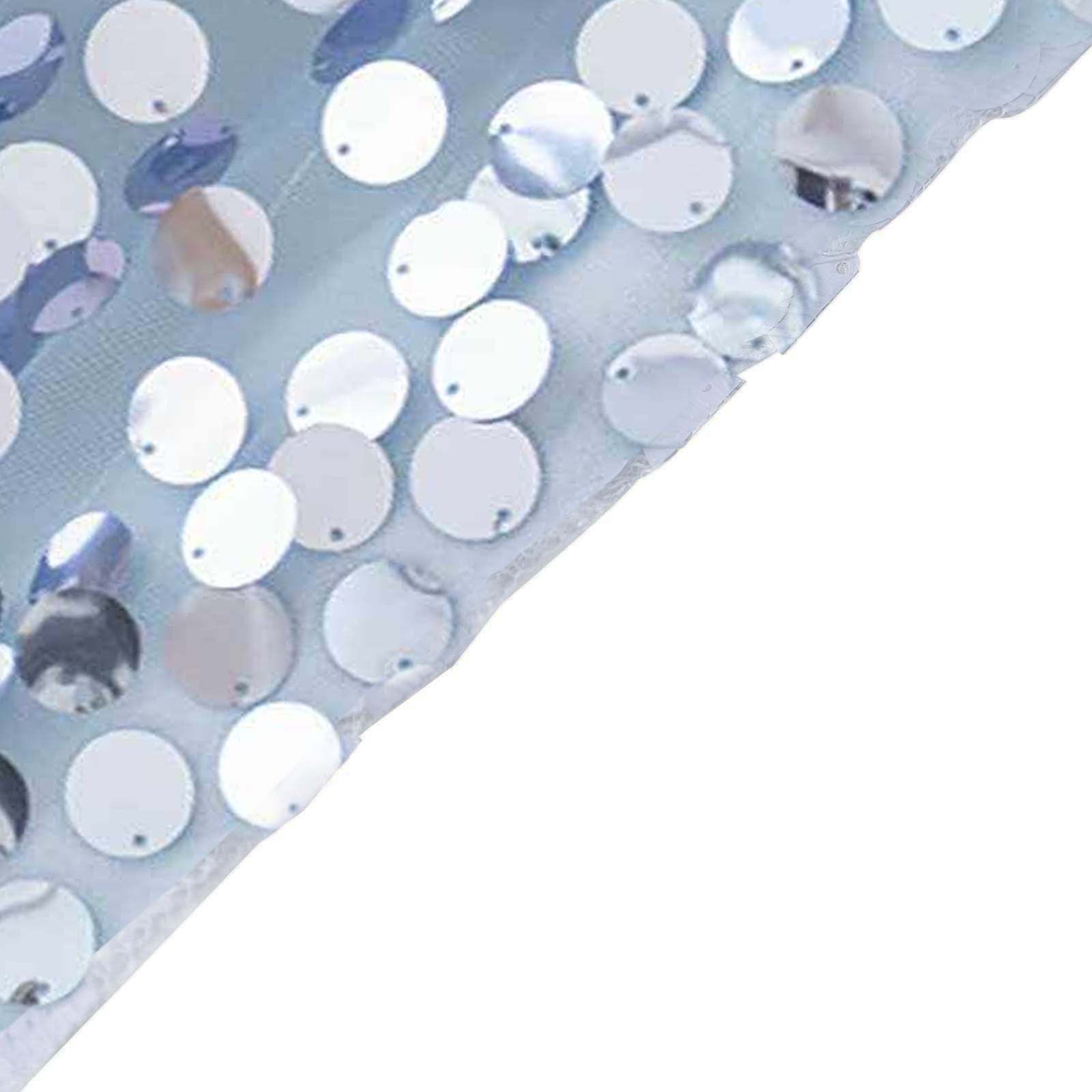 Sequin 120" Round Tablecloth Dusty Blue - Seamless Big Payette Table Cover