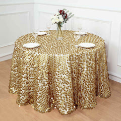 Sequin 120" Round Tablecloth Champagne - Seamless Big Payette Table Cover