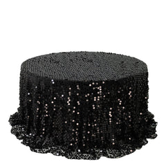 Sequin 132" Round Tablecloth Black - Big Payette Table Cover