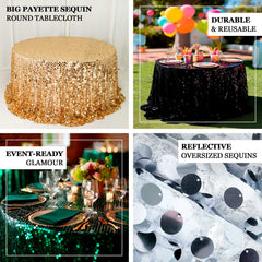 Sequin 132" Round Tablecloth Hunter Emerald Green - Big Payette Table Cover