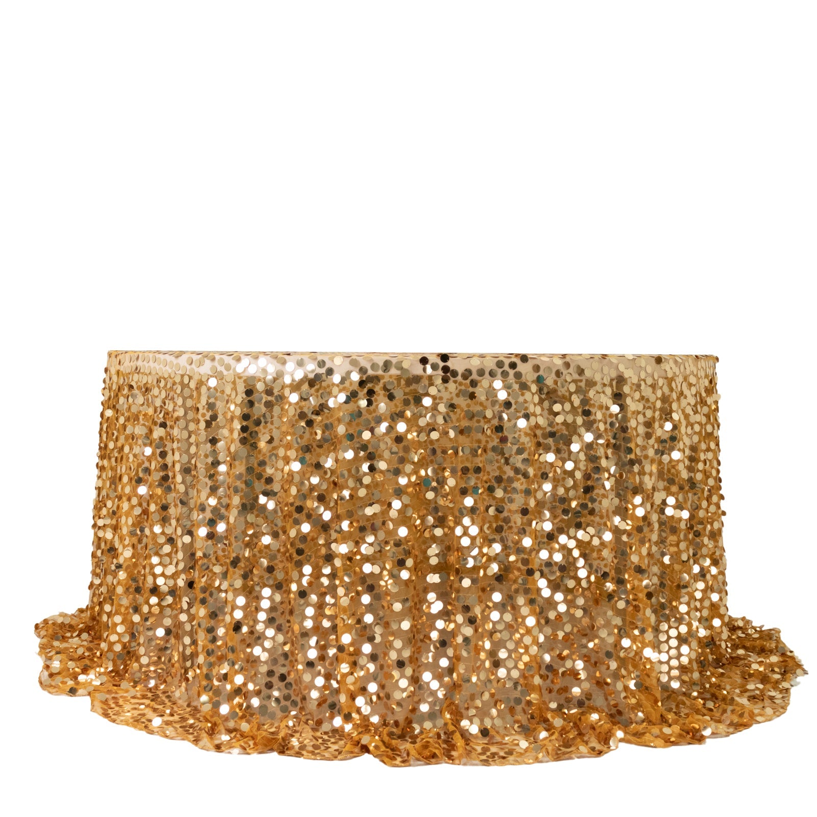 Sequin 132" Round Tablecloth Gold - Big Payette Table Cover
