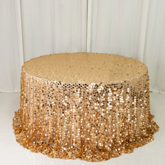 Sequin 132" Round Tablecloth Gold - Big Payette Table Cover