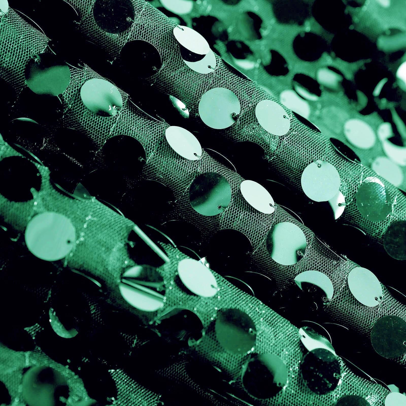 Sequin 132" Round Tablecloth Hunter Emerald Green - Big Payette Table Cover