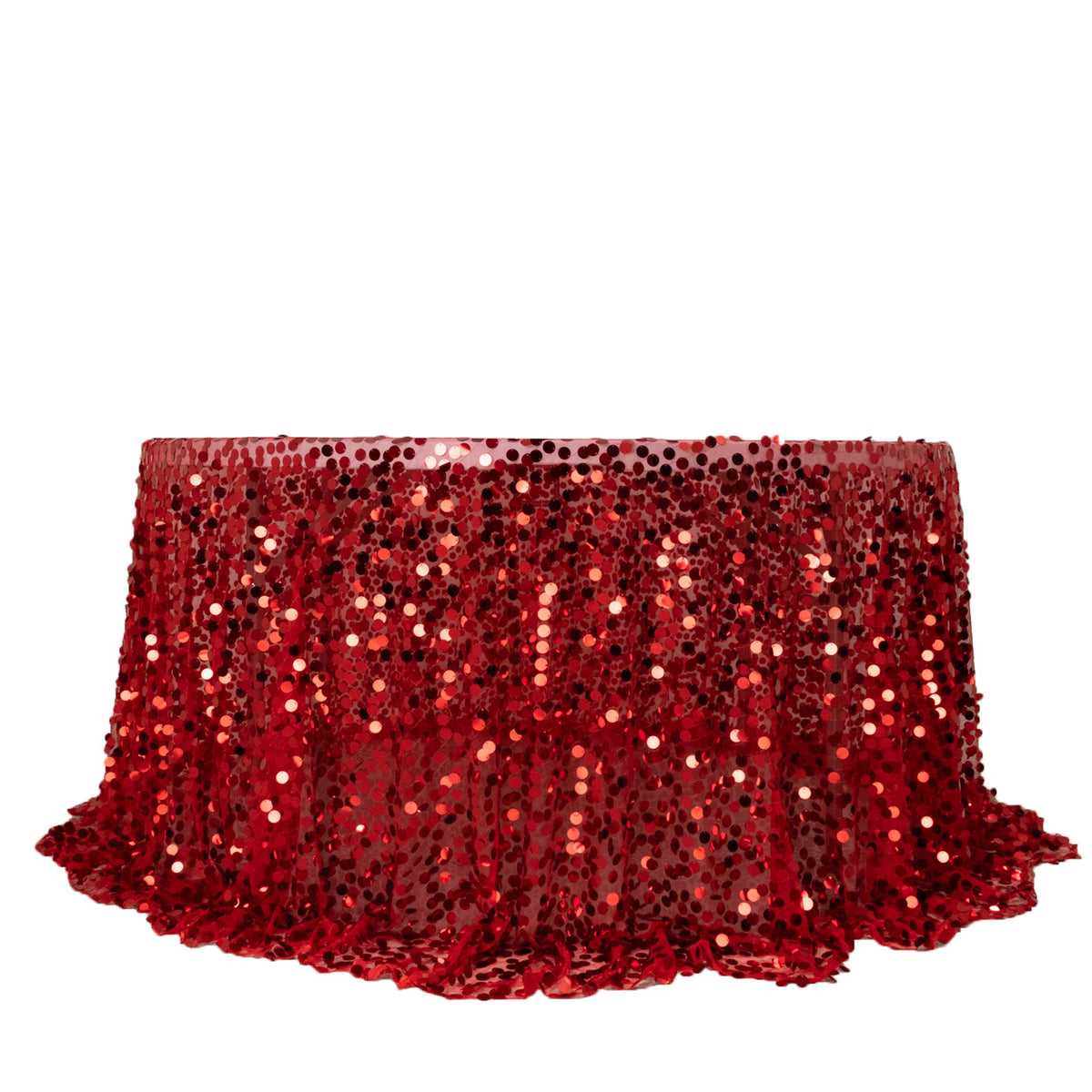 Sequin 132" Round Tablecloth Red - Big Payette Table Cover