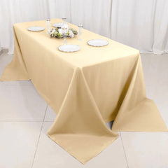 Polyester 90"x132" Rectangle Tablecloth Beige - Seamless Wrinkle-Resistant Table Cover