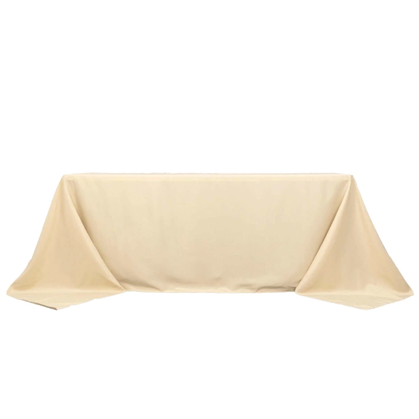 Premium Polyester 90"x132" Rectangle Tablecloth Beige - Seamless 220GSM Stain-Resistant Table Cover