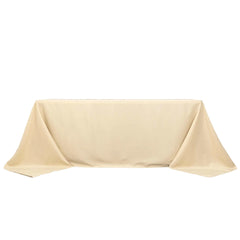 Premium Polyester 90"x132" Rectangle Tablecloth Beige - Seamless 220GSM Stain-Resistant Table Cover