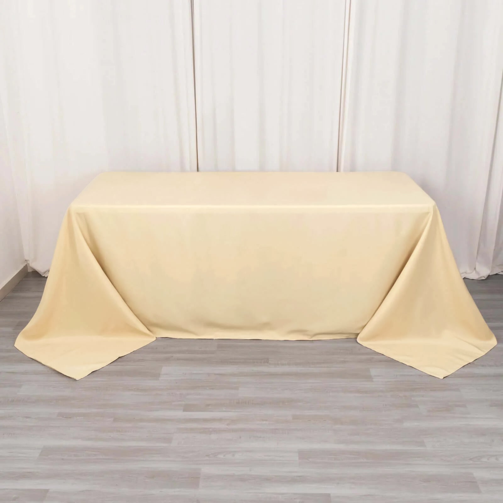 Premium Polyester 90"x132" Rectangle Tablecloth Beige - Seamless 220GSM Stain-Resistant Table Cover
