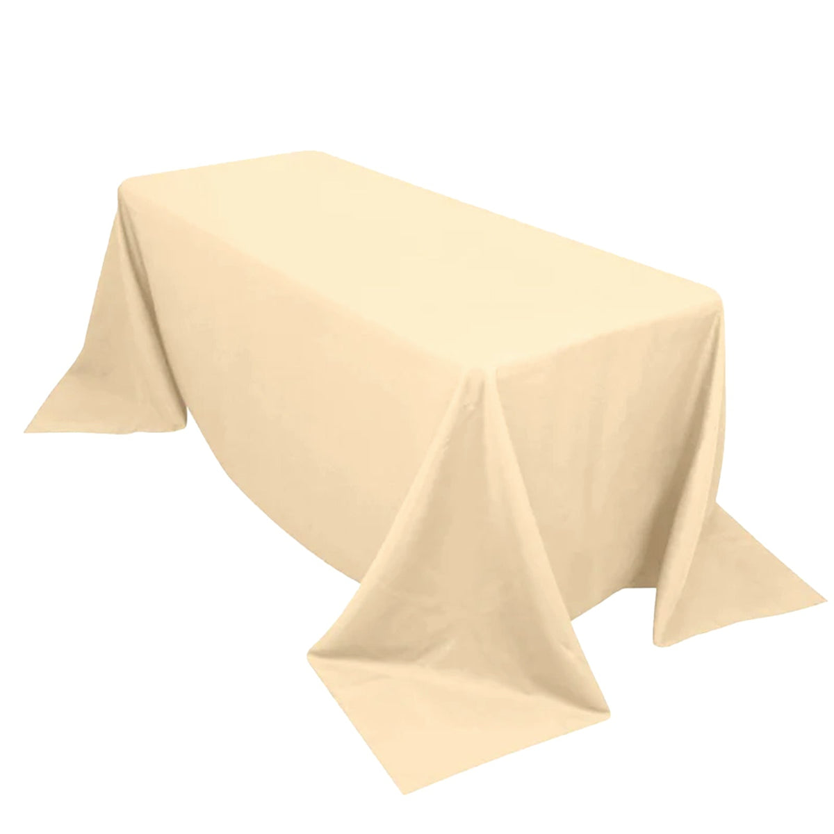 Premium Polyester 90"x132" Rectangle Tablecloth Beige - Seamless 220GSM Stain-Resistant Table Cover