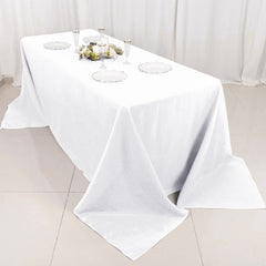 Premium Polyester 90"x132" Rectangle Tablecloth White - Seamless 220GSM Stain-Resistant Design for Luxurious Events