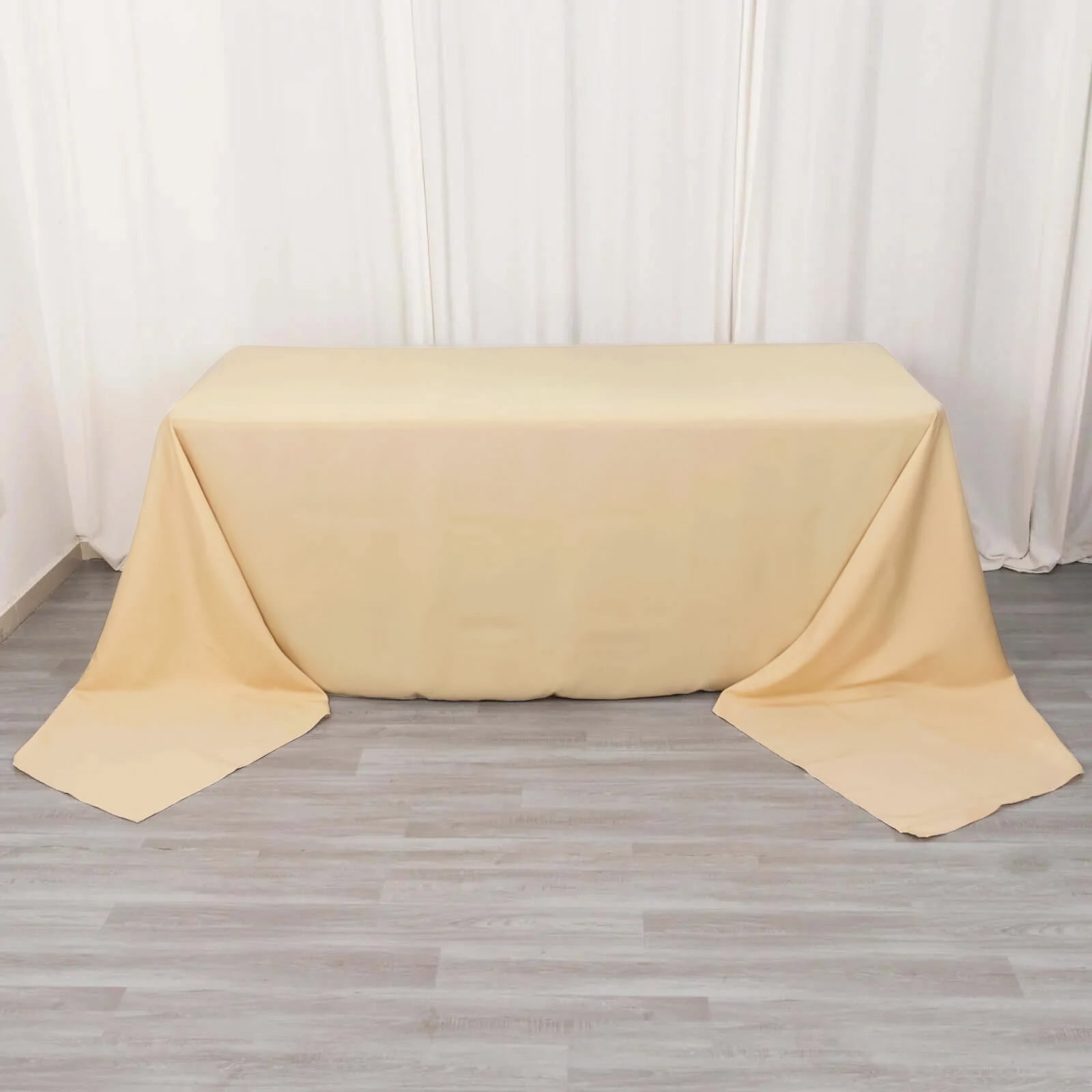 Premium Polyester 90"x156" Rectangle Tablecloth Beige - Seamless 220GSM Stain-Resistant Table Cover