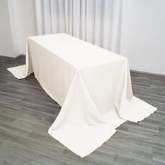 Polyester 90"x156" Rectangle Tablecloth Ivory - Seamless Wrinkle-Resistant Table Cover