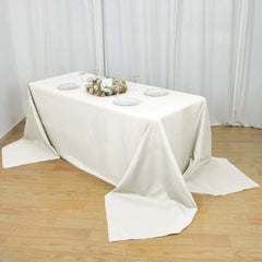 Polyester 90"x156" Rectangle Tablecloth Ivory - Seamless Wrinkle-Resistant Table Cover