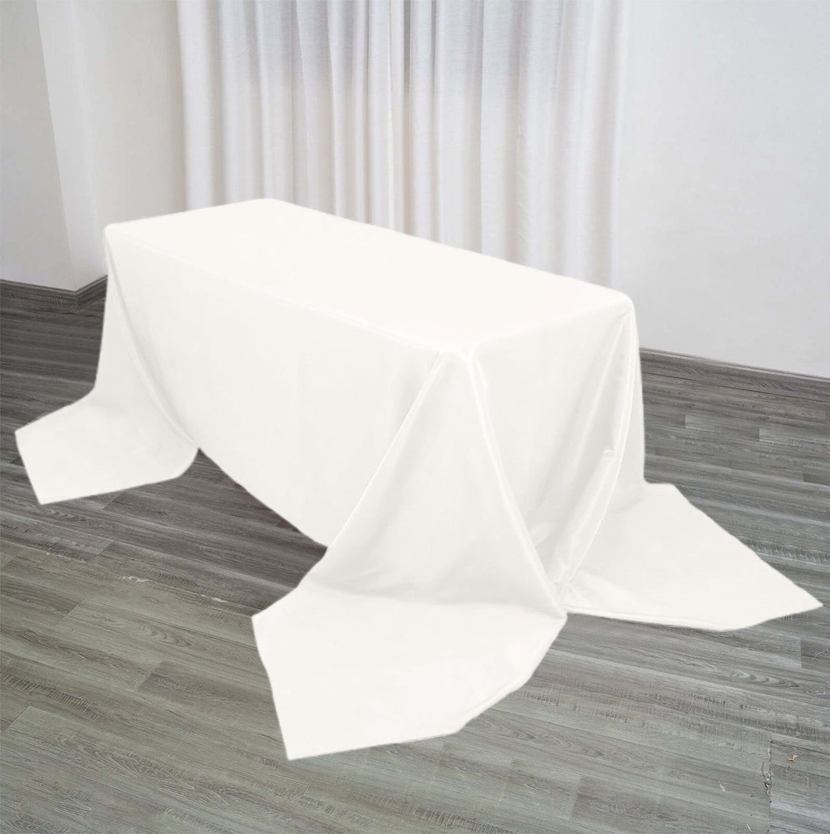 Premium Polyester 90"x156" Rectangle Tablecloth Ivory - Seamless 220GSM Stain-Resistant Table Cover