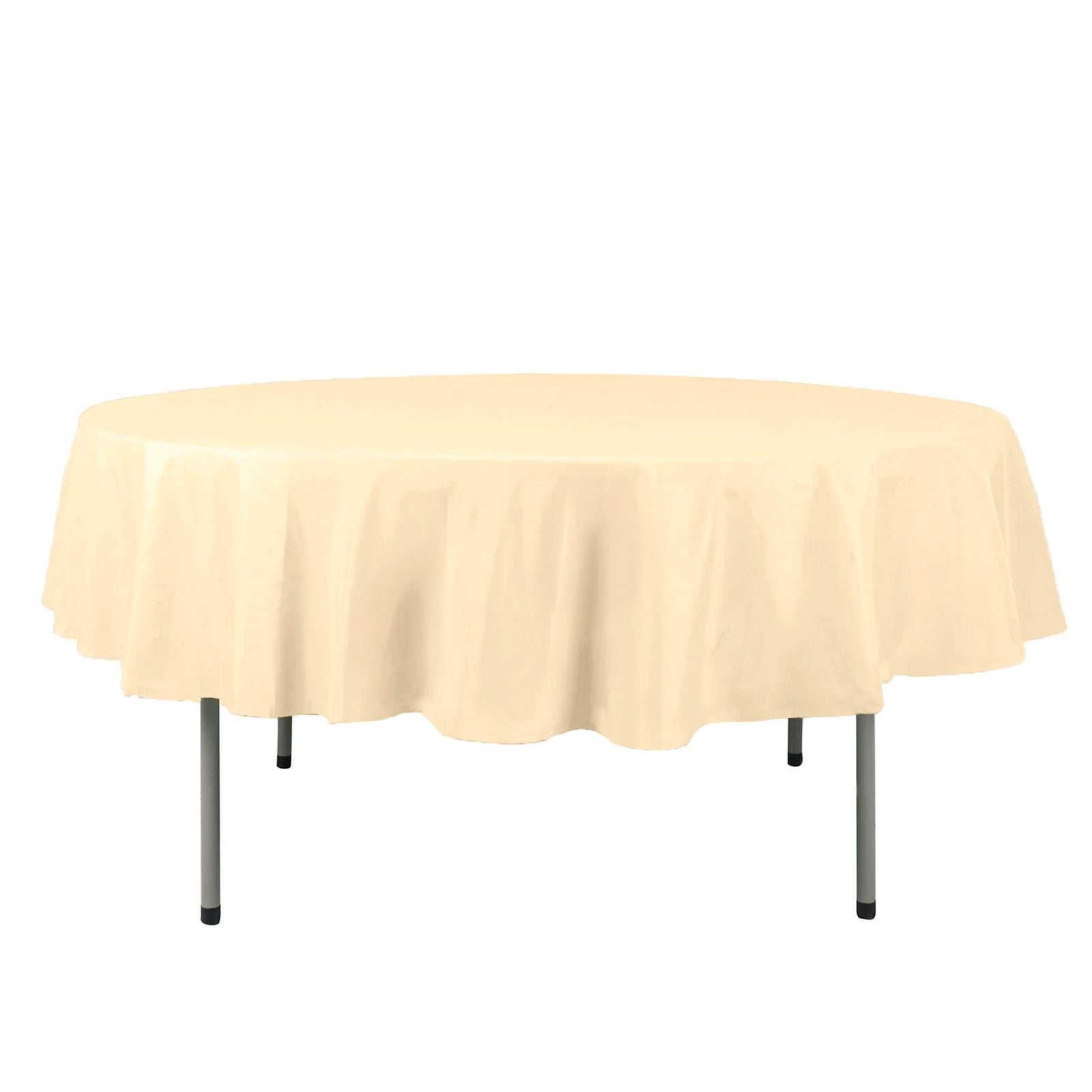 Polyester 90" Round Tablecloth Beige - Stain & Wrinkle-Resistant Table Cover