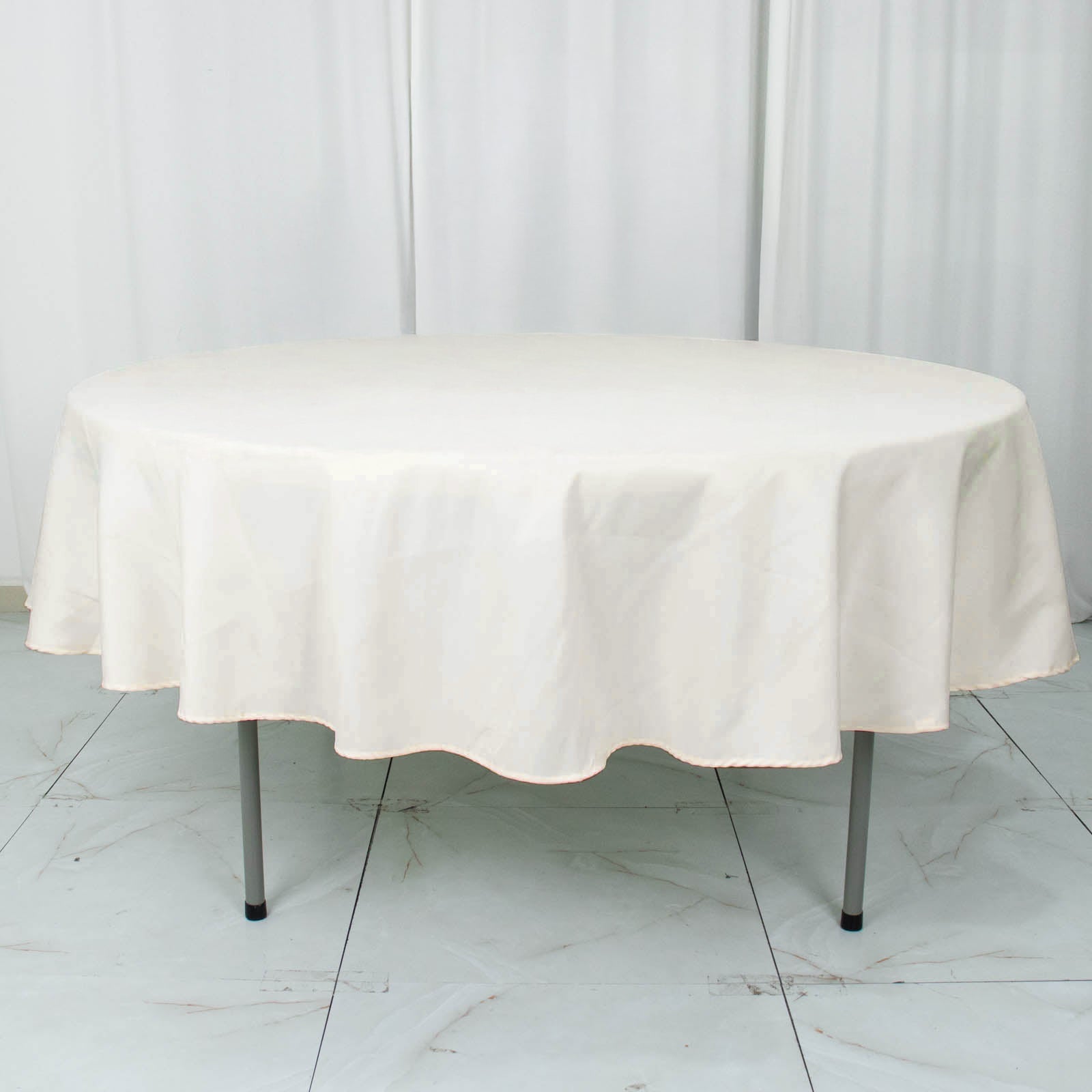 Premium Polyester 90" Round Tablecloth Ivory - Stain and Wrinkle-Resistant Design with 220GSM Thickness Table Cover