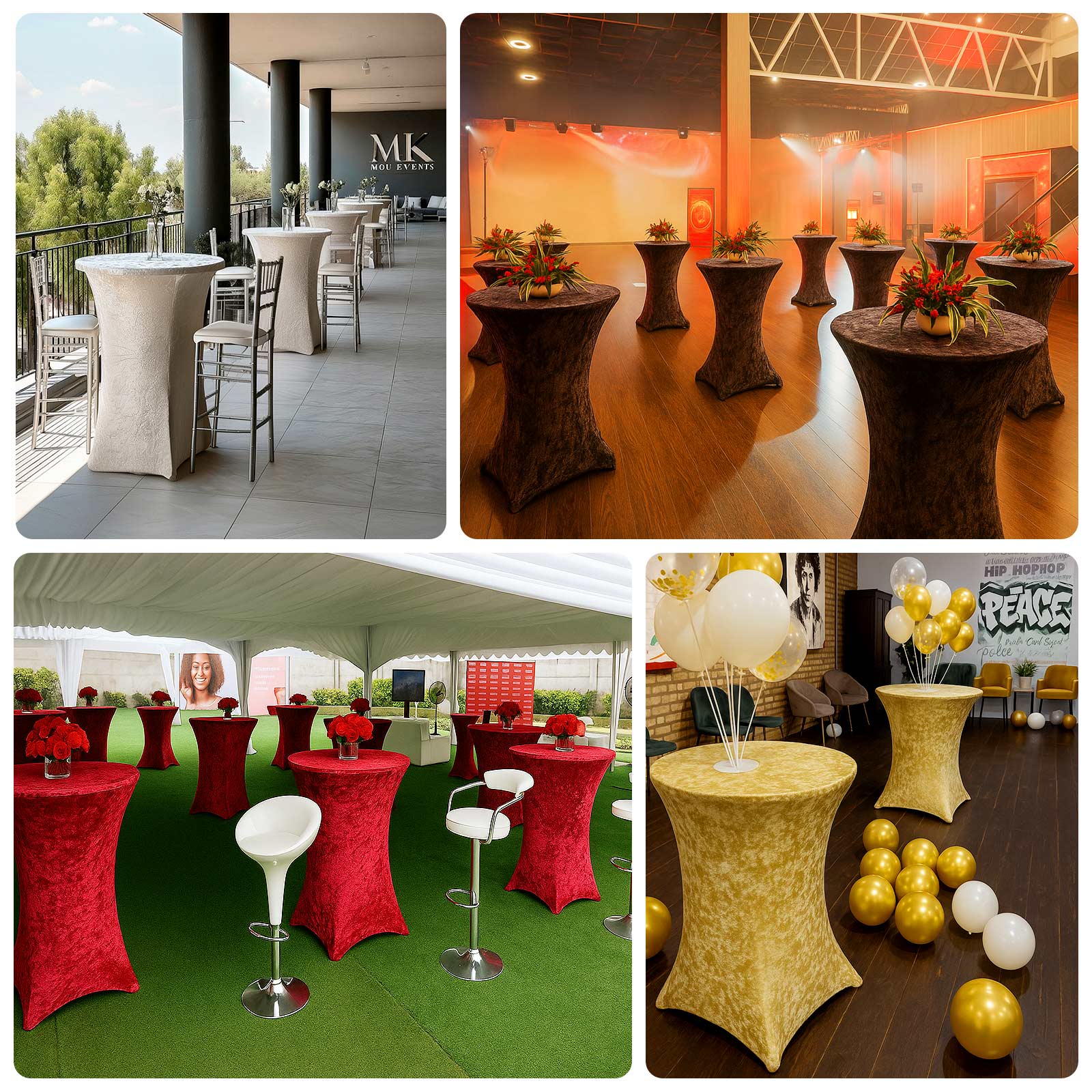 Crushed Velvet Spandex 30" Round Cocktail Table Cover Navy Blue Smooth Highboy Tablecloth