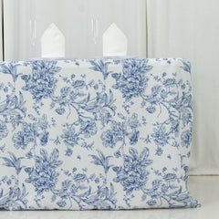 French Toile Fitted Tablecloth 6ft – Blue & White Rectangular Polyester Wrinkle-Resistant Table Cover