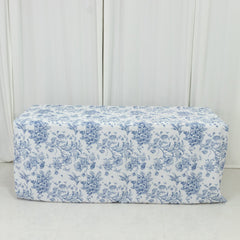 French Toile Fitted Tablecloth 6ft – Blue & White Rectangular Polyester Wrinkle-Resistant Table Cover