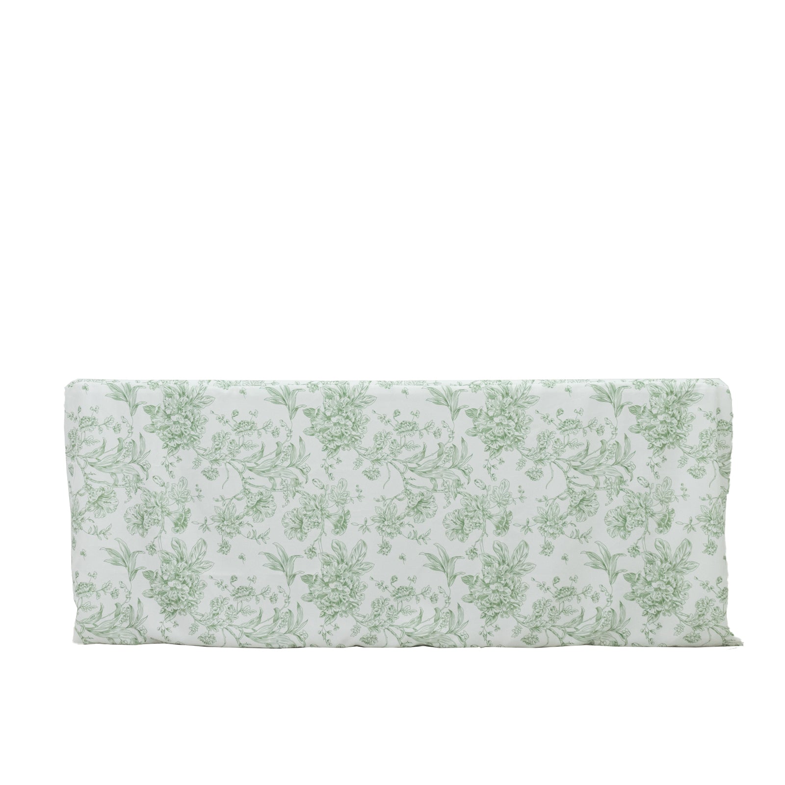 French Toile Fitted Tablecloth 6ft – Dusty Sage Green & White Rectangular Polyester Wrinkle-Resistant Table Cover