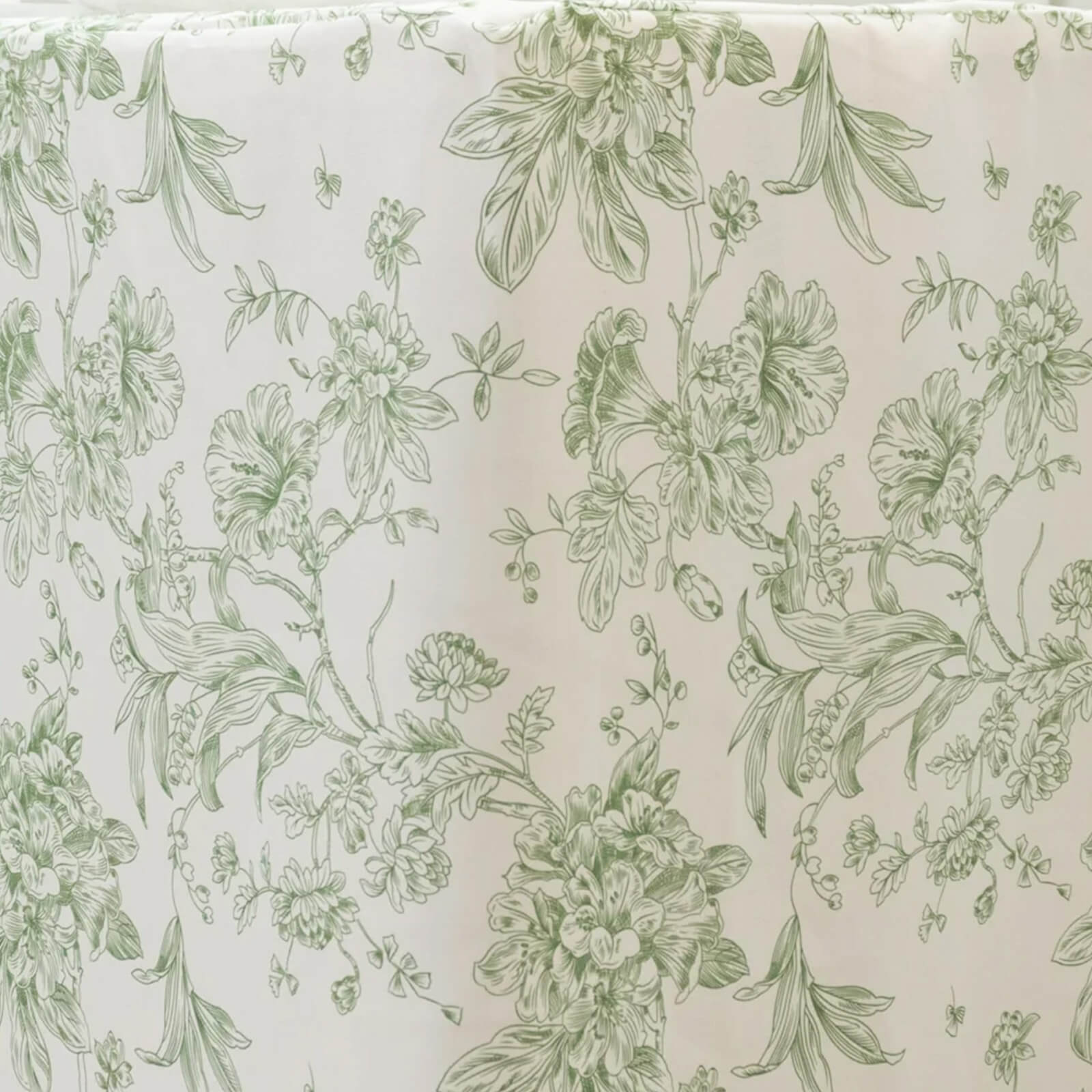 French Toile Fitted Tablecloth 6ft – Dusty Sage Green & White Rectangular Polyester Wrinkle-Resistant Table Cover