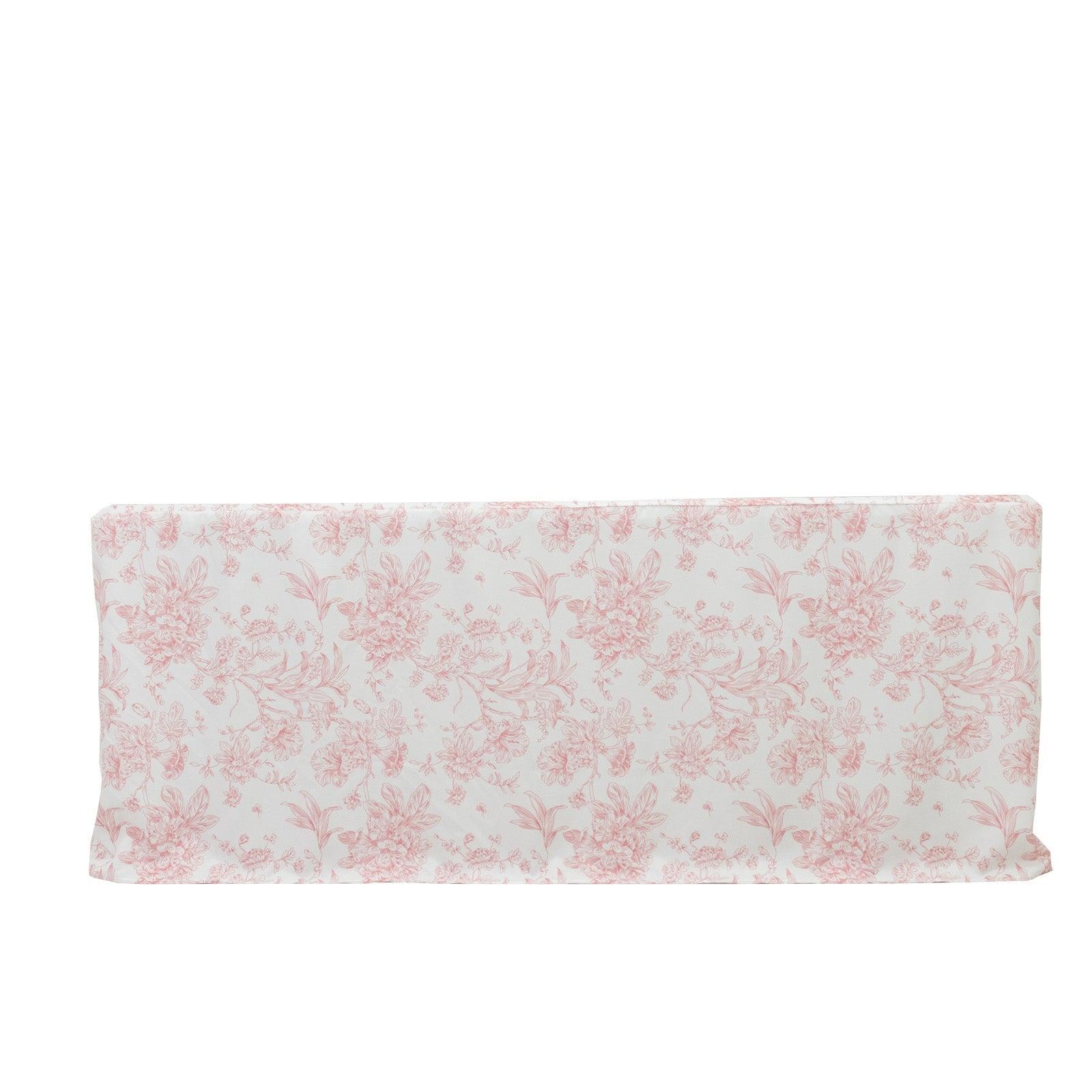 French Toile Fitted Tablecloth 6ft – Pink & White Rectangular Polyester Wrinkle-Resistant Table Cover