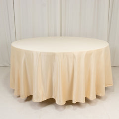 Lamour Satin 108" Round Tablecloth Beige - Durable & Silk-Like Table Cover