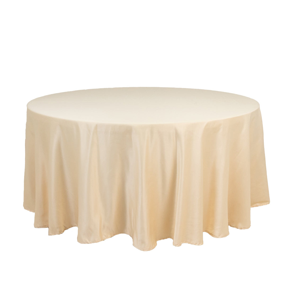 Lamour Satin 108" Round Tablecloth Beige - Durable & Silk-Like Table Cover
