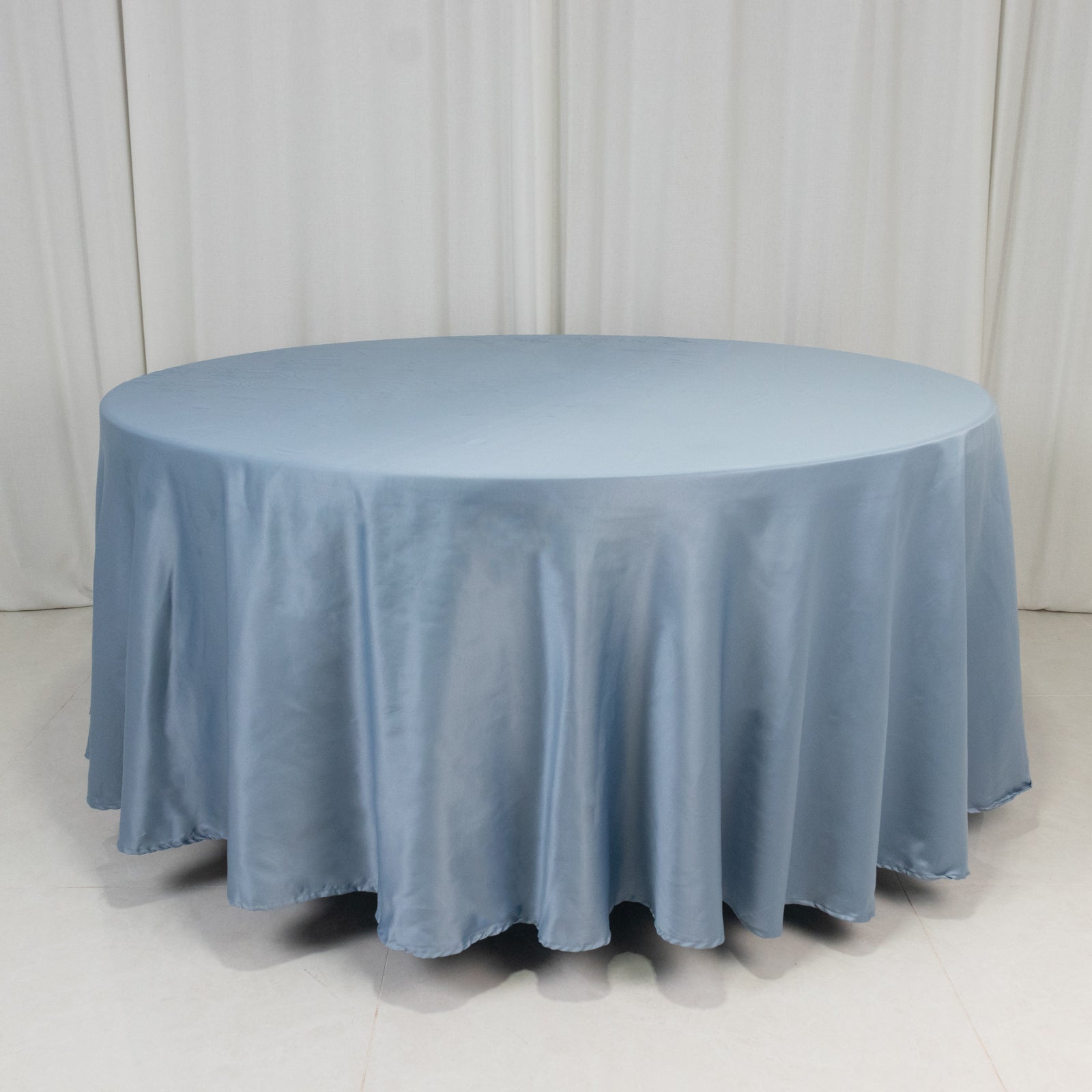 Lamour Satin 108" Round Tablecloth Dusty Blue - Durable & Silk-Like Table Cover