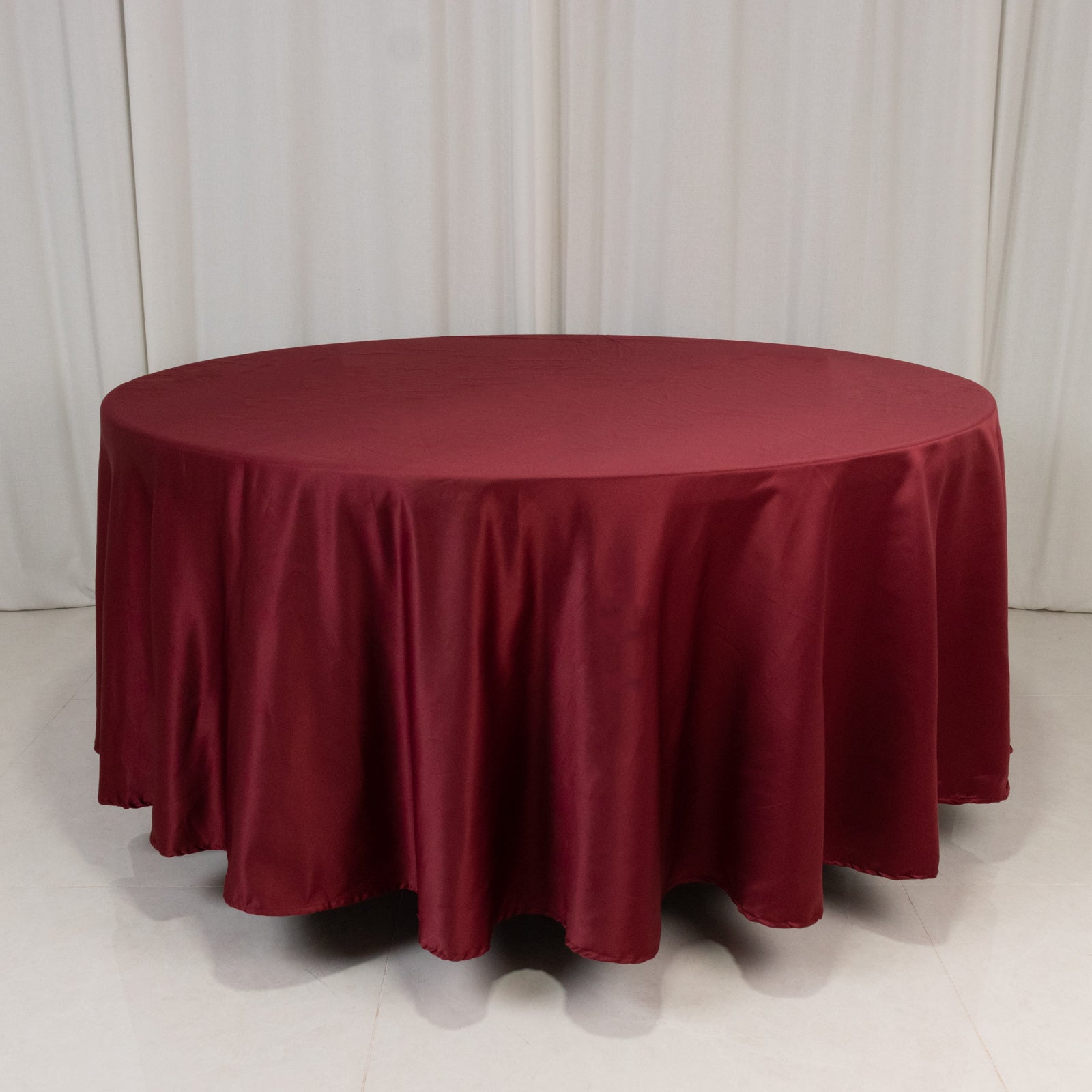 Lamour Satin 108" Round Tablecloth Burgundy - Durable & Silk-Like Table Cover