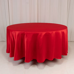 Lamour Satin 108" Round Tablecloth Red - Durable & Silk-Like Table Cover