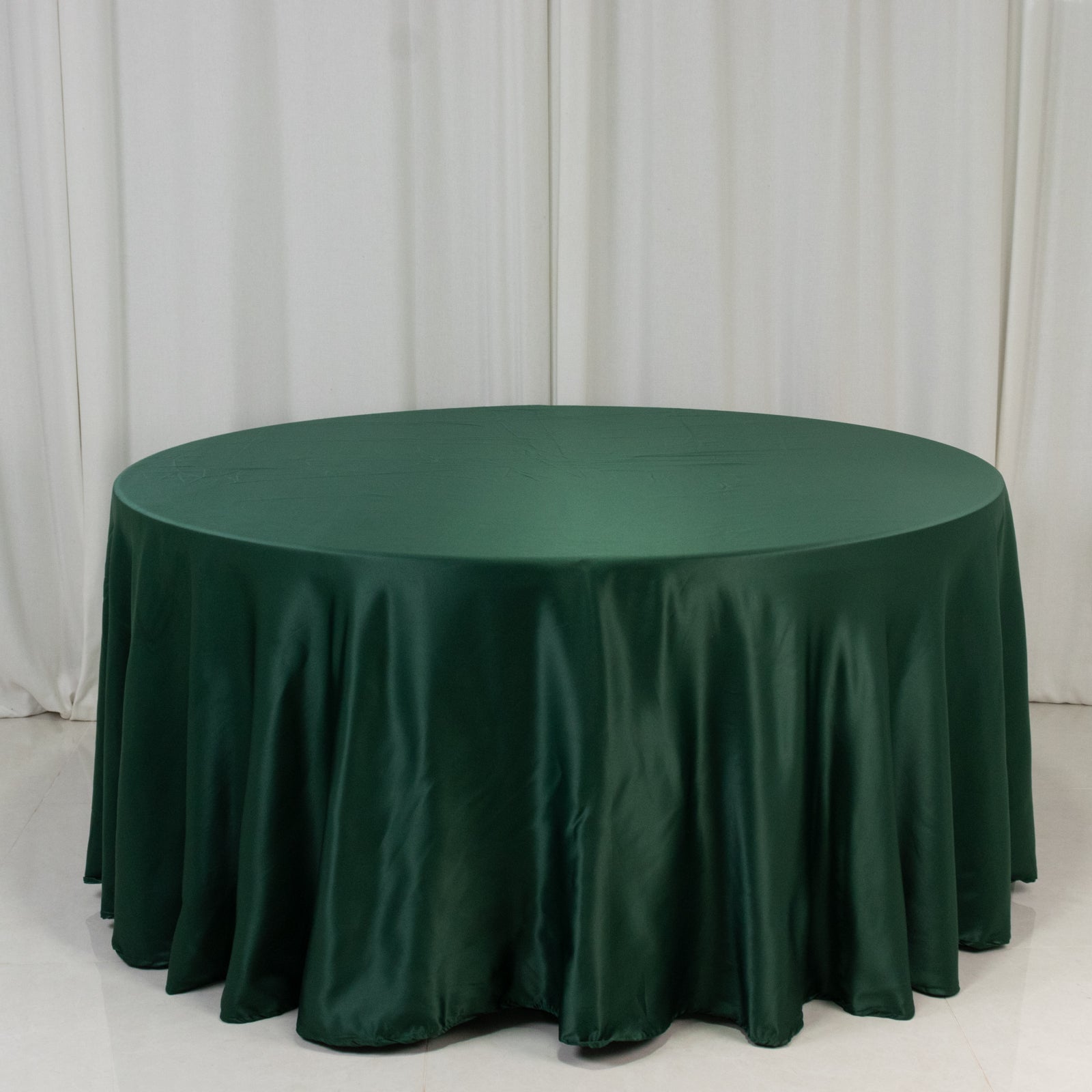 Lamour Satin 120" Round Tablecloth Hunter Emerald Green - Seamless Table Cover with Soft Tempered Sheen