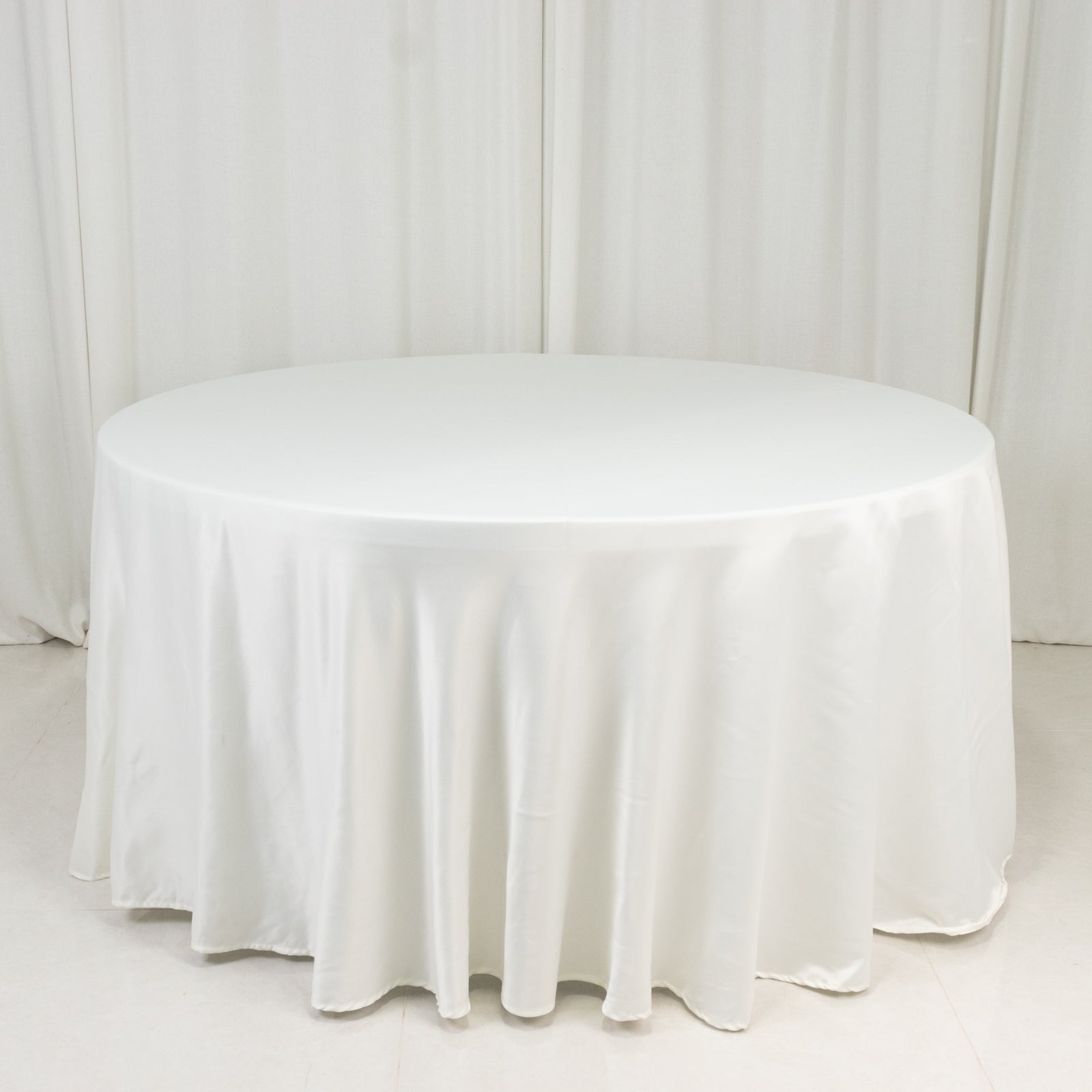 Lamour Satin 120" Round Tablecloth Ivory - Seamless Table Cover with Soft Tempered Sheen