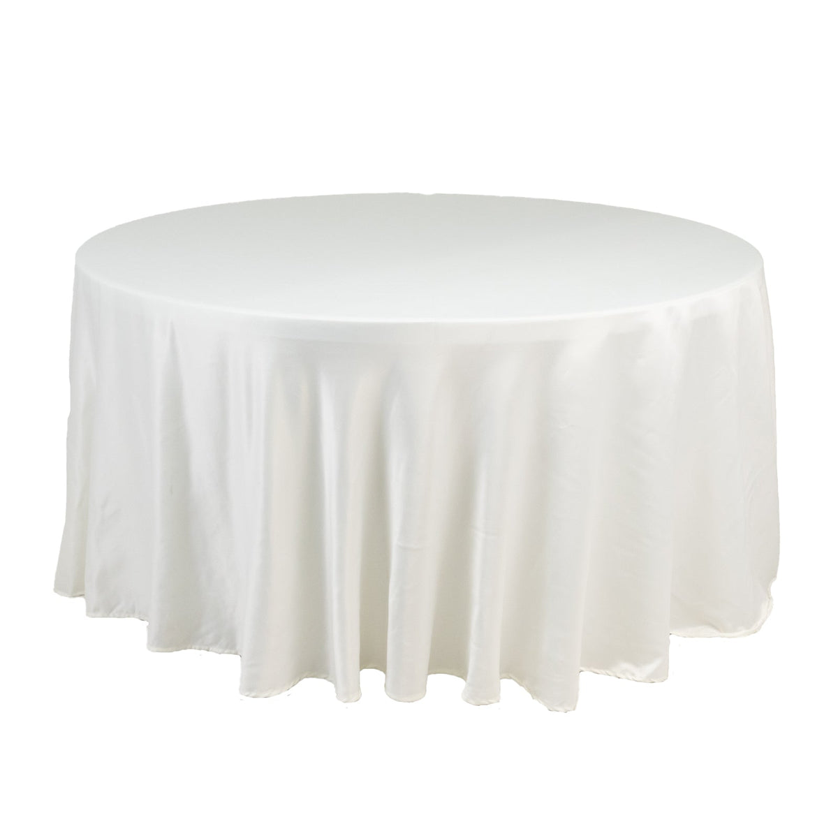 Lamour Satin 120" Round Tablecloth Ivory - Seamless Table Cover with Soft Tempered Sheen