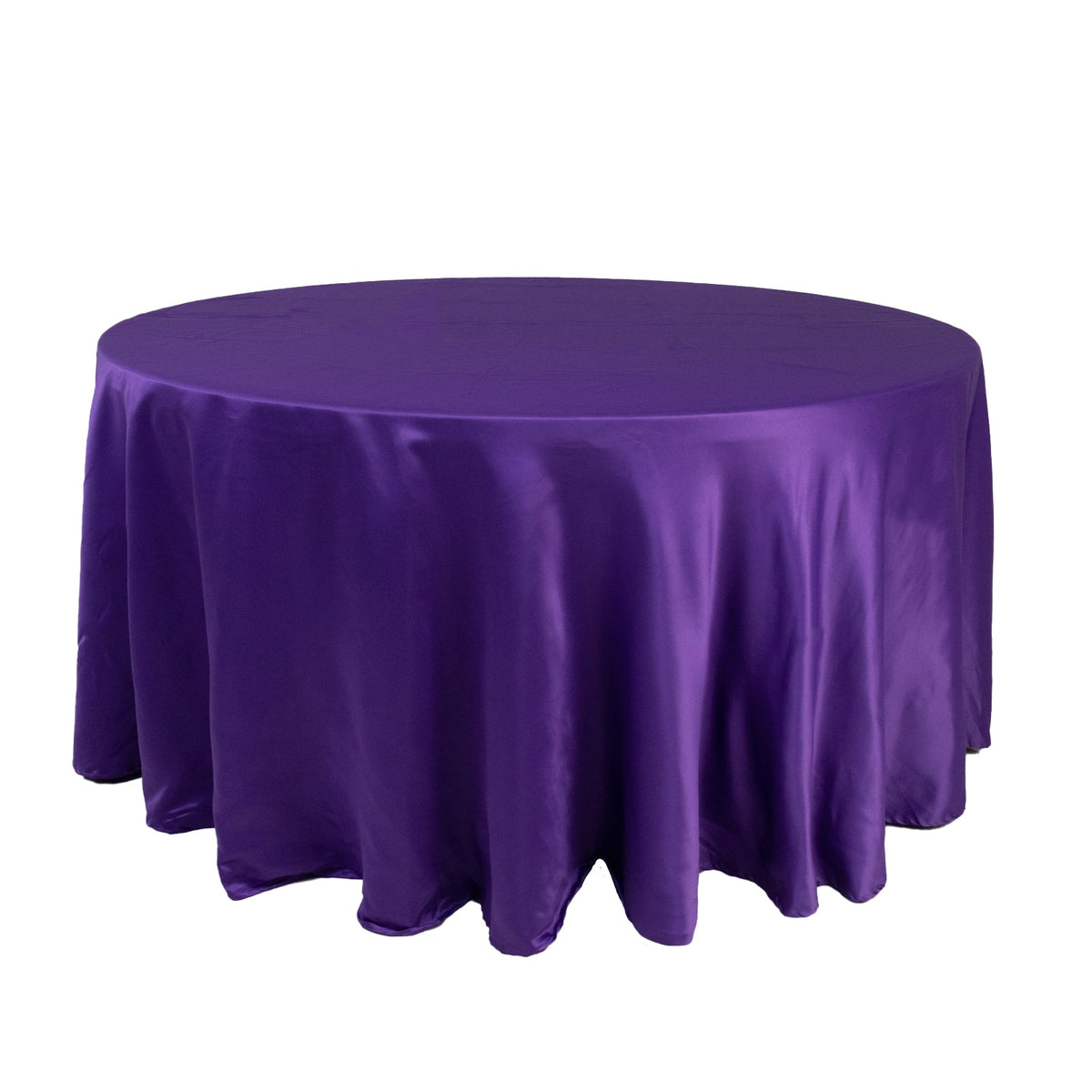 Lamour Satin 120" Round Tablecloth Purple - Seamless Table Cover with Soft Tempered Sheen