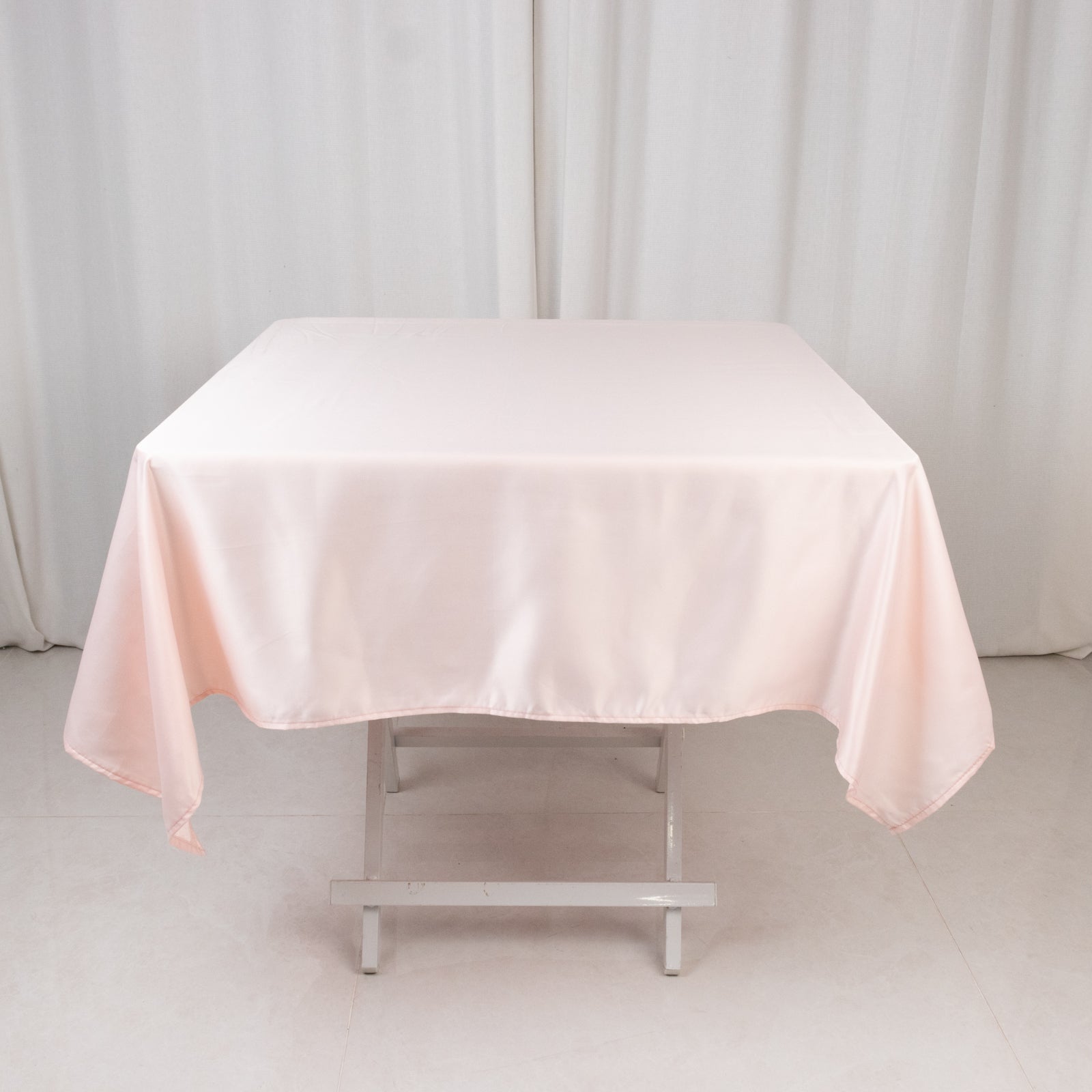 Lamour Satin 54"x54" Square Tablecloth Blush - Durable & Silk-Like Table Cover
