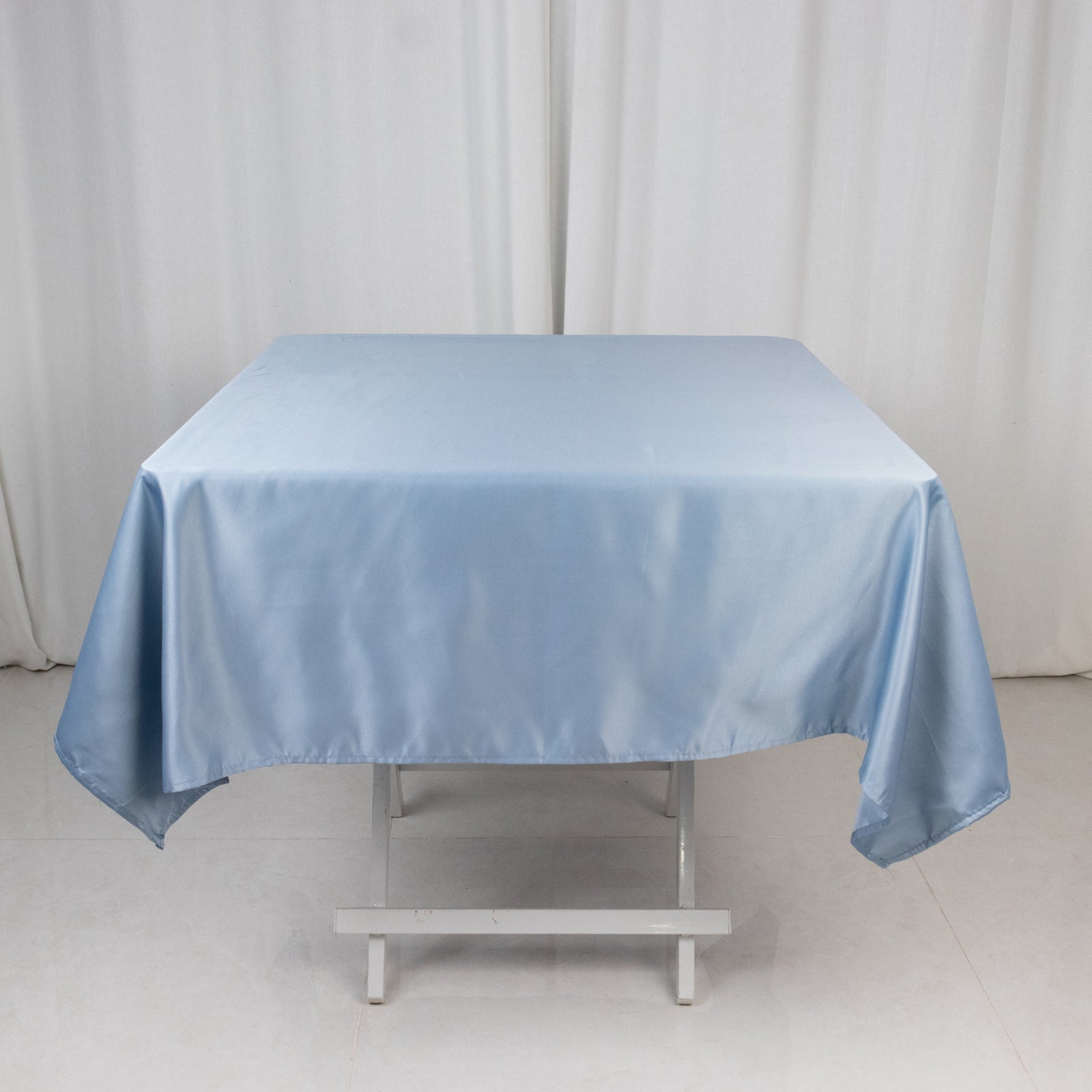 Lamour Satin 54"x54" Square Tablecloth Dusty Blue - Durable & Silk-Like Table Cover